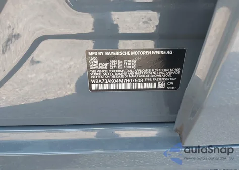 2021 BMW 228I Gran Coupe xDrive z USA, uszkodzony, nr VIN WBA73AK04M7H07608